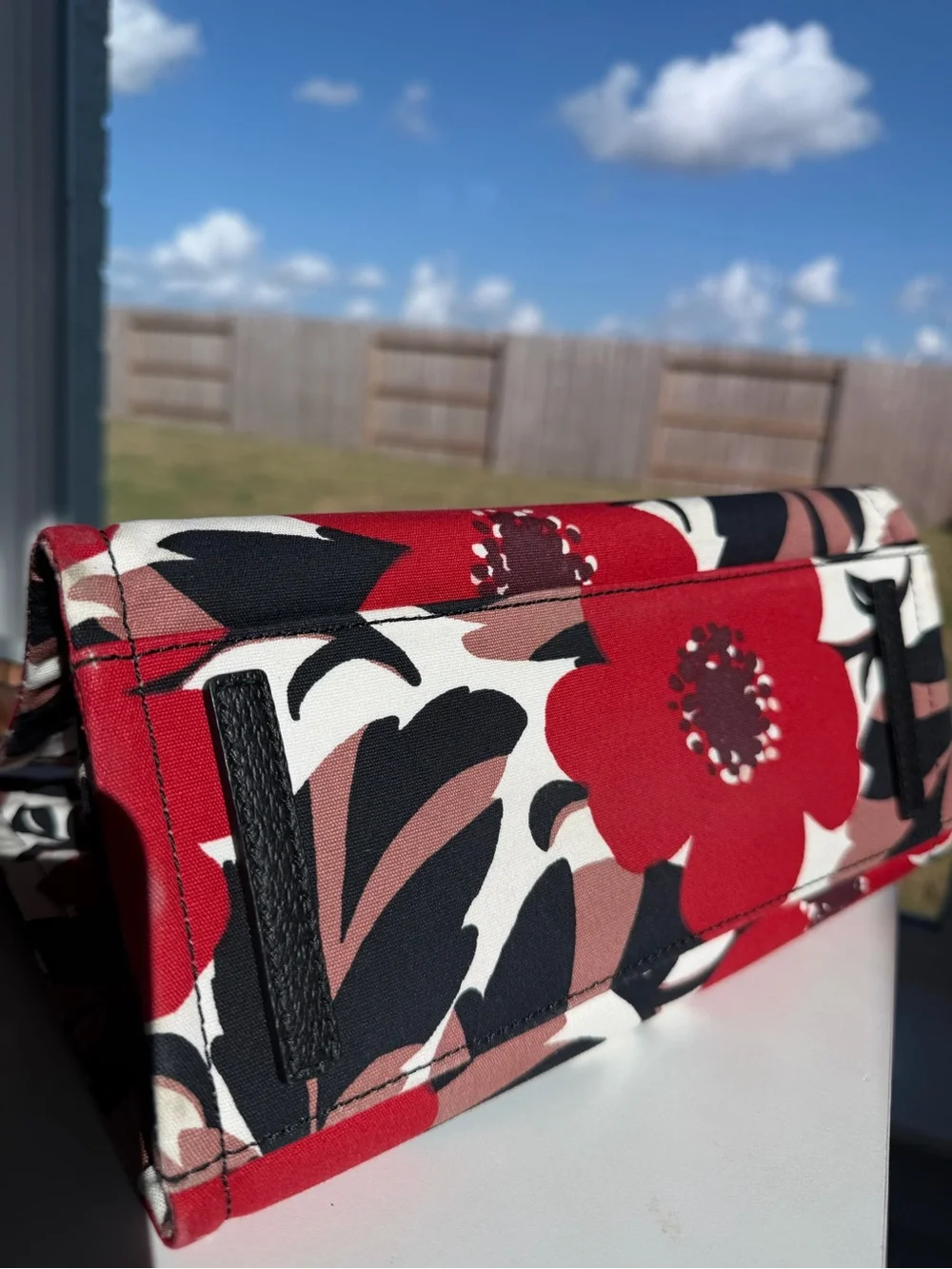 kate spade Black Handle Red Floral Canvas Tote